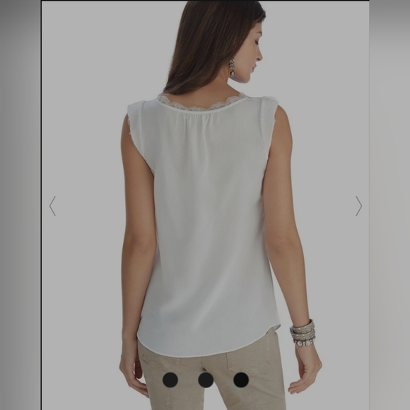 Whbm Lace Trim Popover Silk Shell Top S - Picture 3 of 10